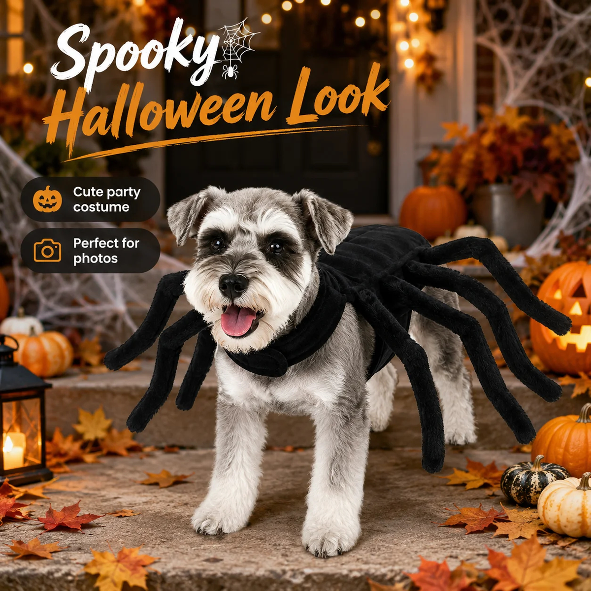 Halloween Spider Pet Costume/ Halloween Spinnenkostuum voor Huisdieren