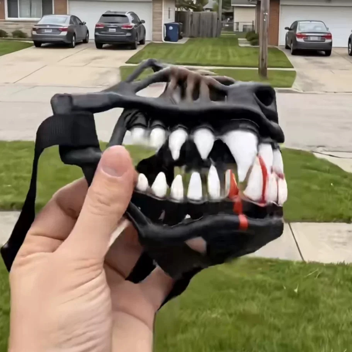 Fanged Dog Costume Muzzle/Halloween Hondenmasker met Tanden