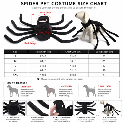 Halloween Spider Pet Costume/ Halloween Spinnenkostuum voor Huisdieren