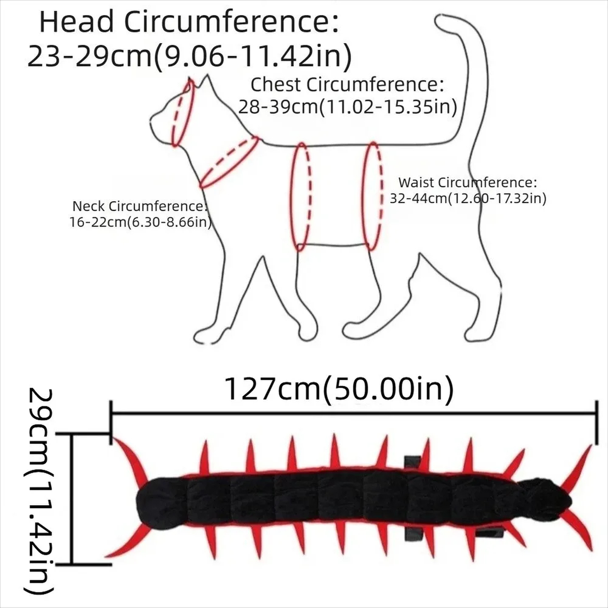 Fluffy Halloween Centipede Cat Costume/ Fluffy Halloween Duizendpoot Kattenkostuum